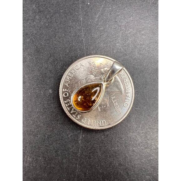 NEW Dravite orange tourmaline sterling silver teardrop pendant 1.49 grams - Picture 11 of 16